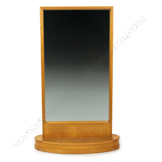 A large French Art Deco Cheval Mirror on oval plinth,