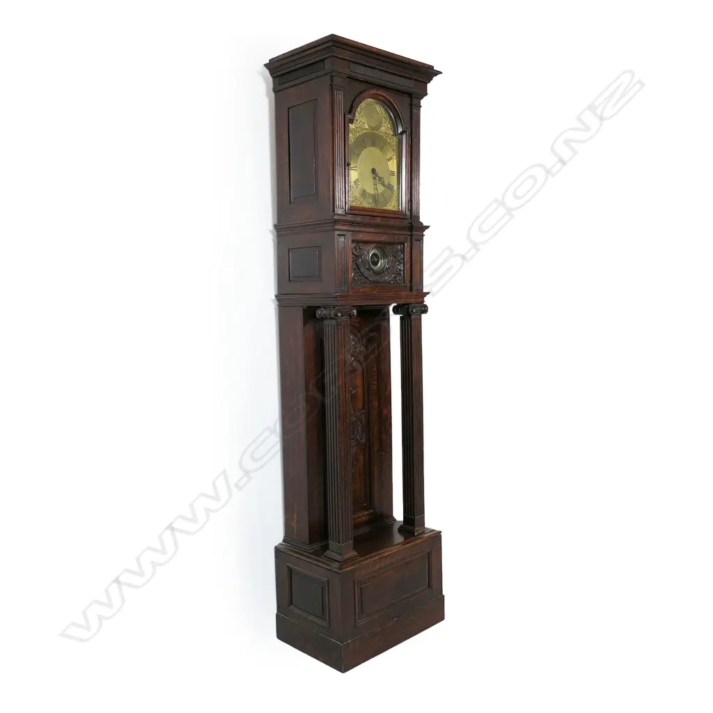 A large and impressive Edwardian oak long case clock, Image 1++