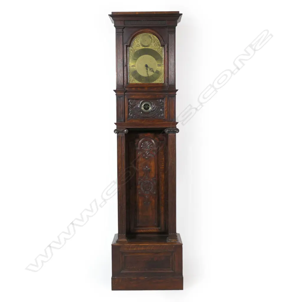 A large and impressive Edwardian oak long case clock, Image 1++