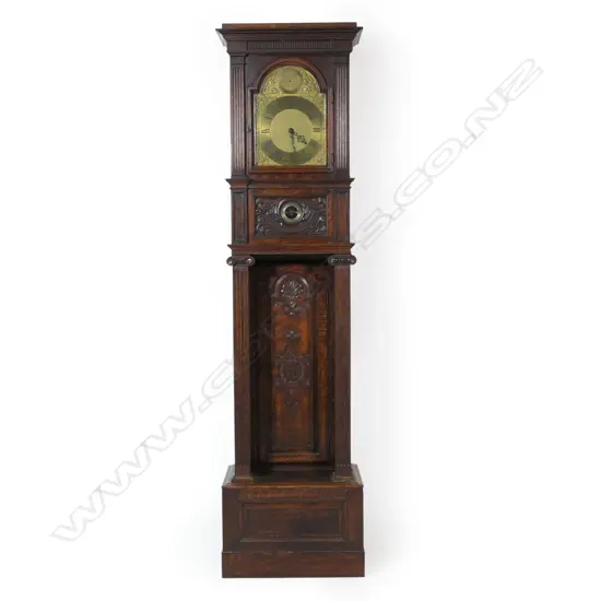 A large and impressive Edwardian oak long case clock,