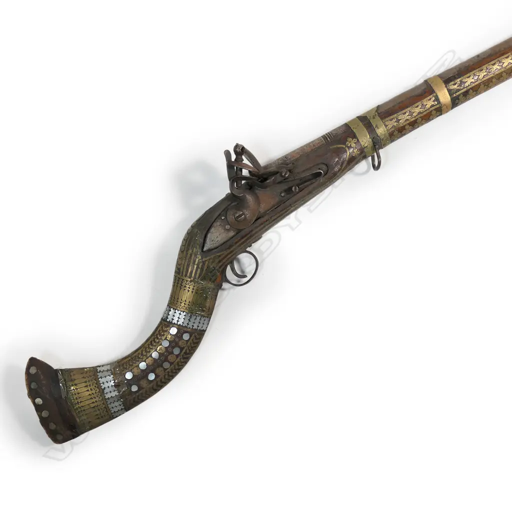 A 19thC Afghanistan 'Jezail' long flintlock gun, Image 1++
