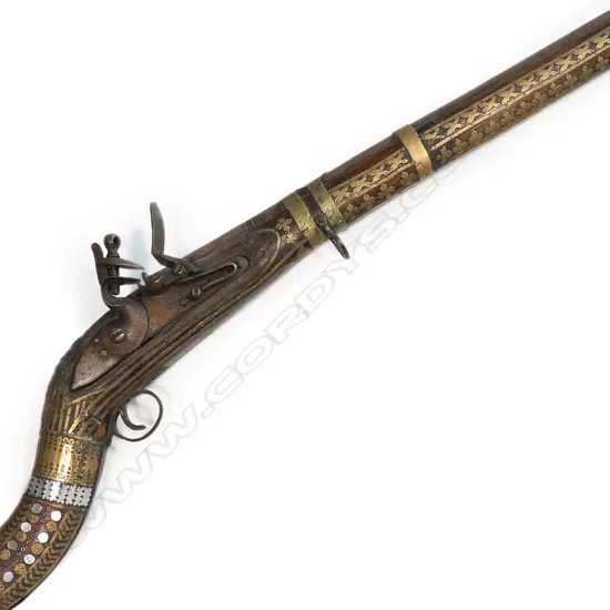 A 19thC Afghanistan 'Jezail' long flintlock gun,