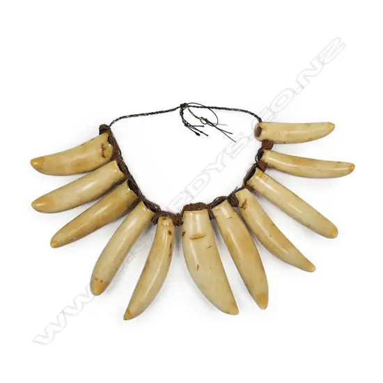 A good 19thC Fijian Vuasagale whale tooth necklace,