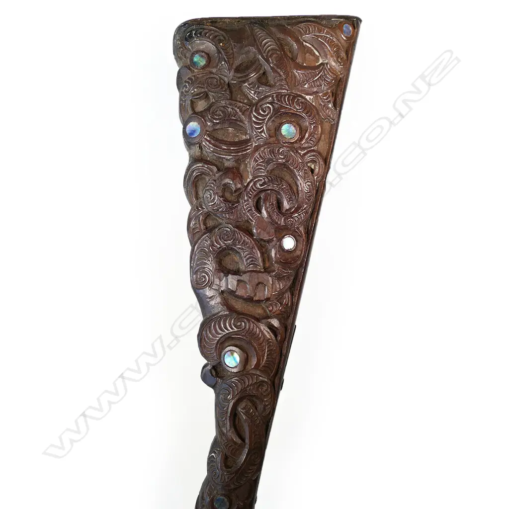 19thC muzzle loading Māori carved percussion shotgun, Image 1++