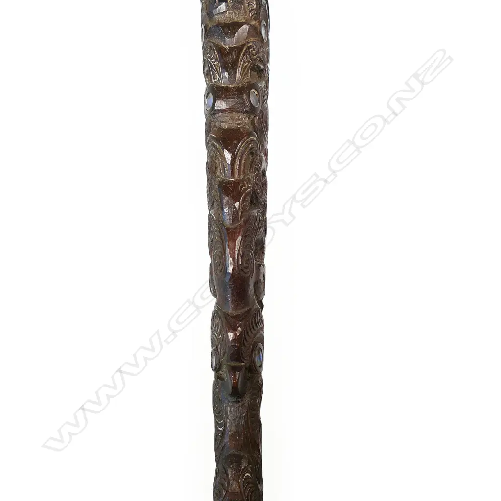 19thC muzzle loading Māori carved percussion shotgun, Image 1++