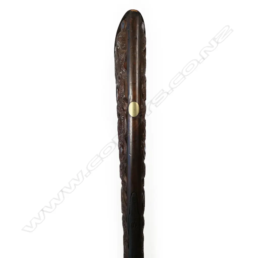 19thC muzzle loading Māori carved percussion shotgun, Image 1++