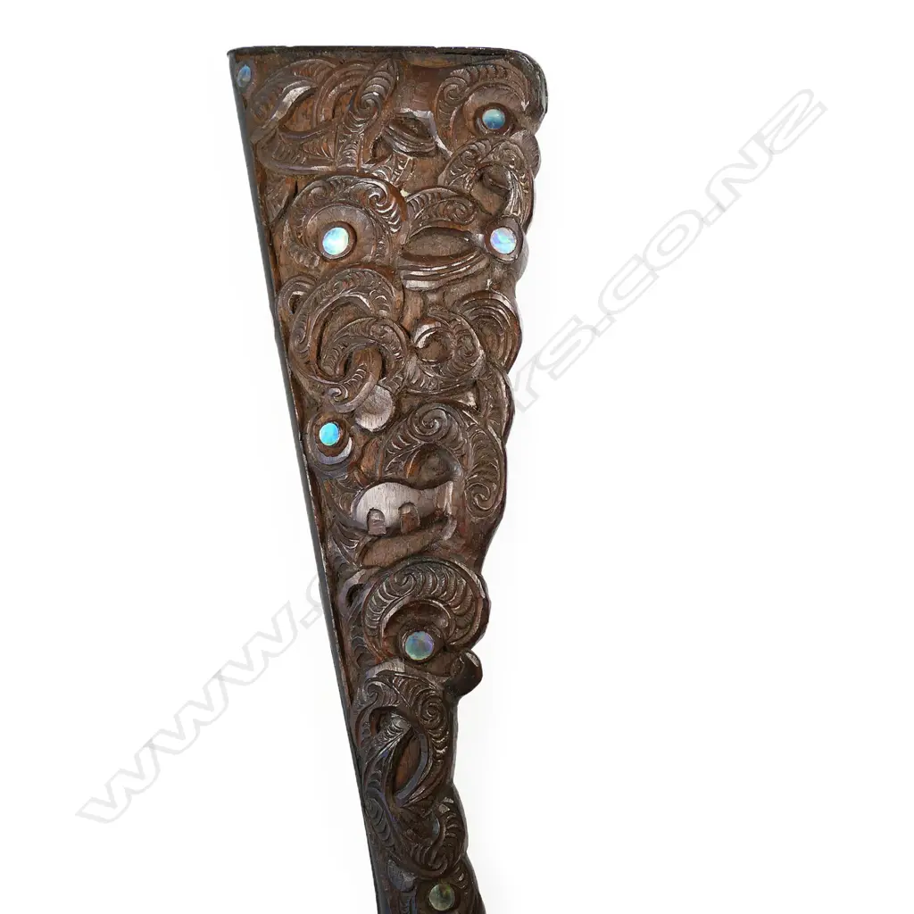 19thC muzzle loading Māori carved percussion shotgun, Image 1++