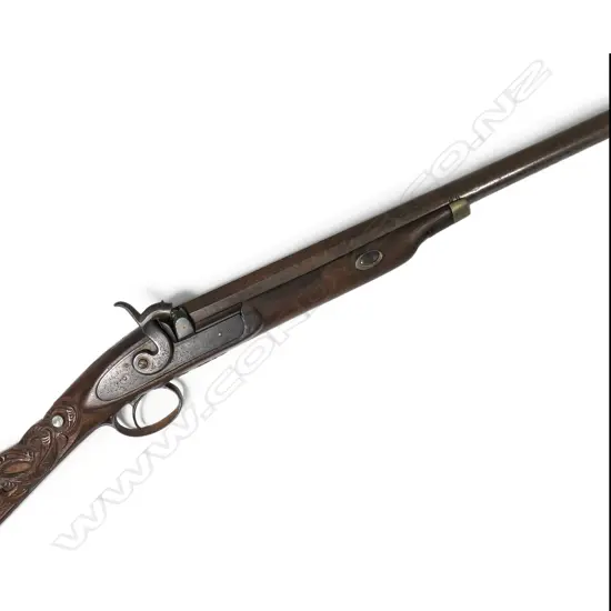 19thC muzzle loading Māori carved percussion shotgun,