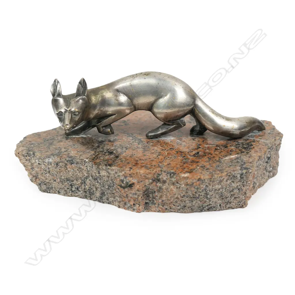 A rare Art Deco silver plated bronze fox, Image 1++