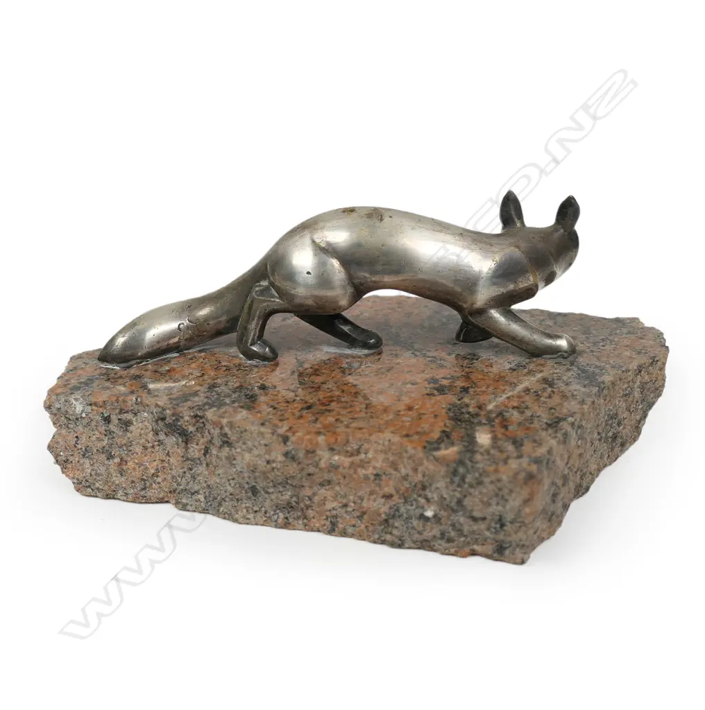 A rare Art Deco silver plated bronze fox, Image 1++