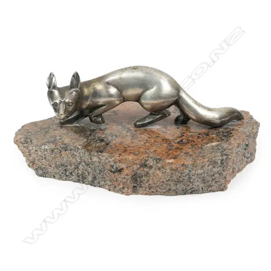 A rare Art Deco silver plated bronze fox,