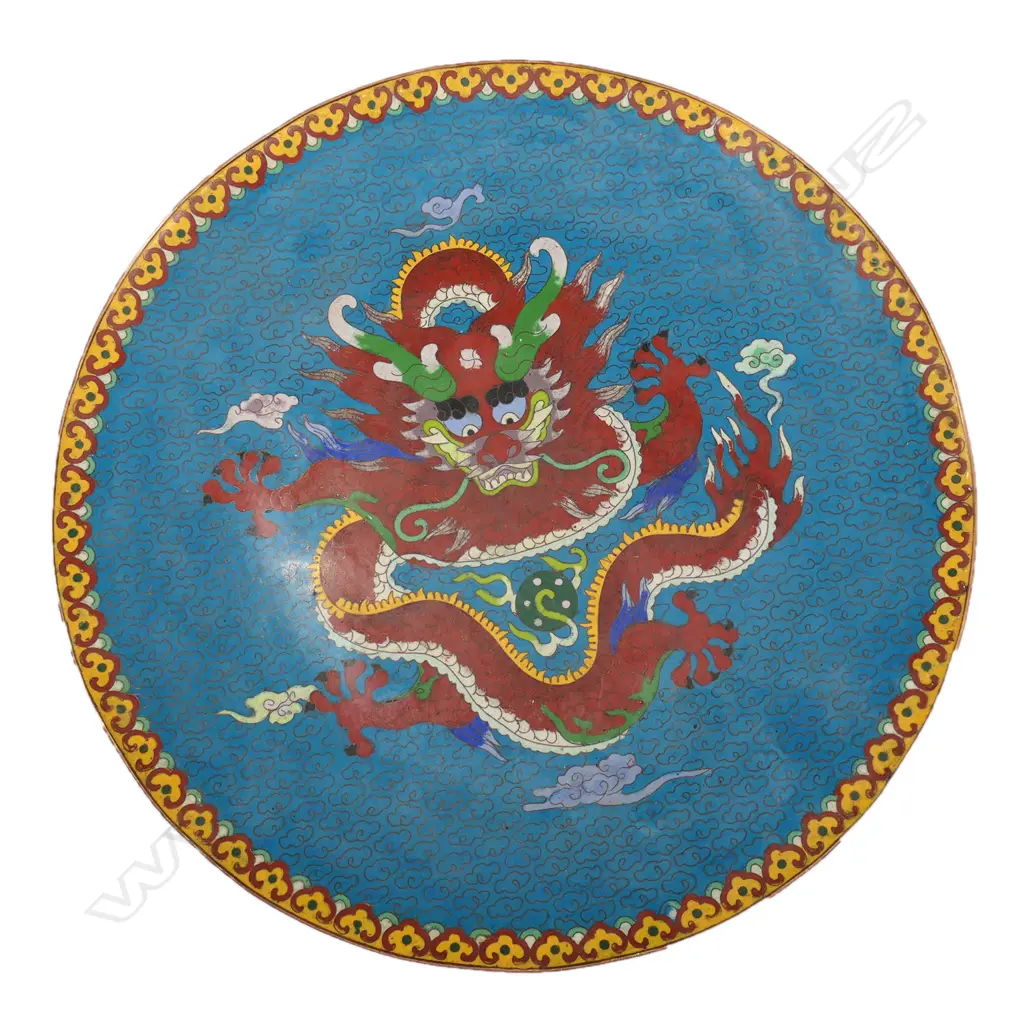 A large Chinese cloisonne wall charger, Image 1++