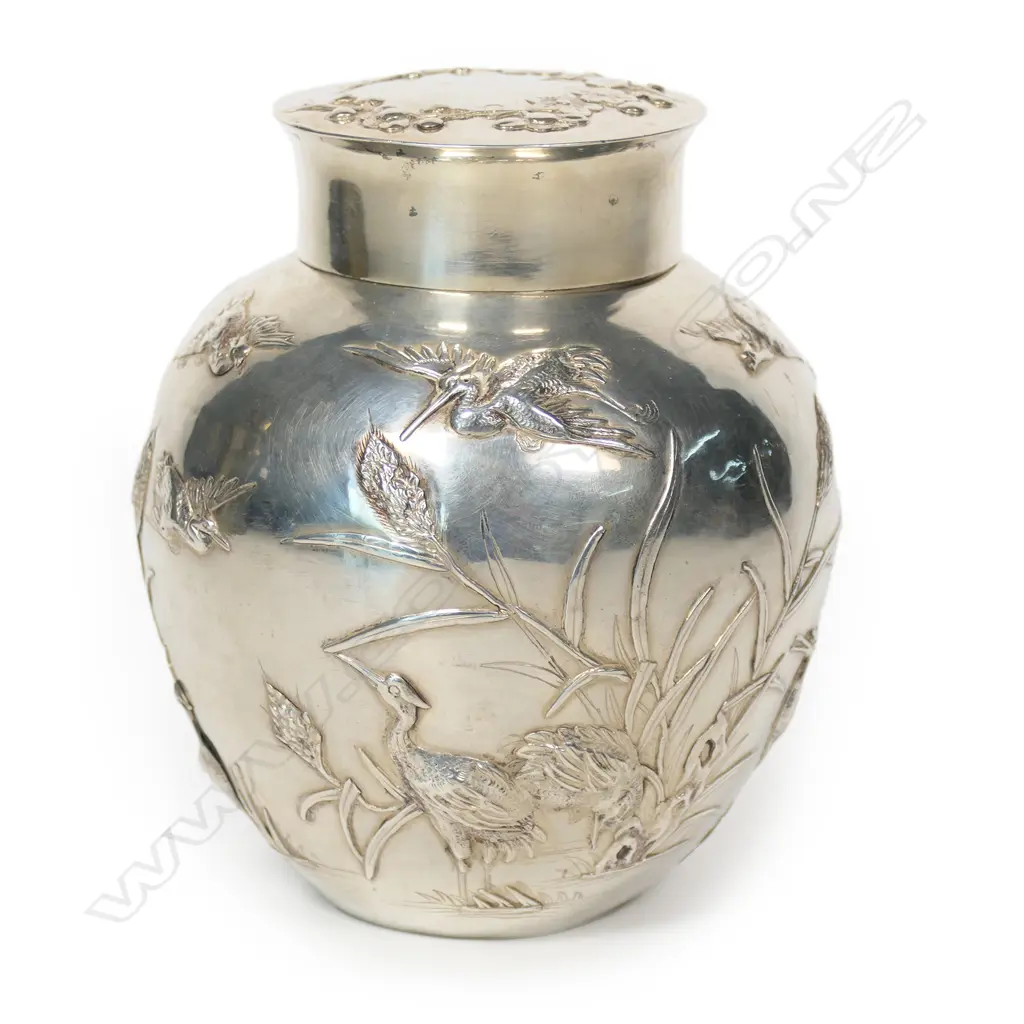 A c1900 Chinese 'Luen Wo' silver lidded ginger jar, Image 1++