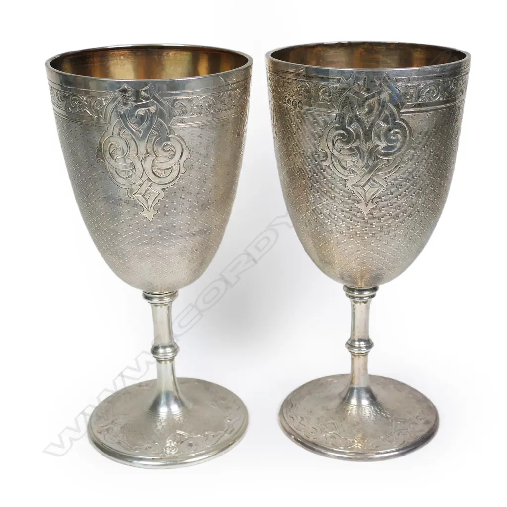 Two 19thC silver goblets, Image 1++
