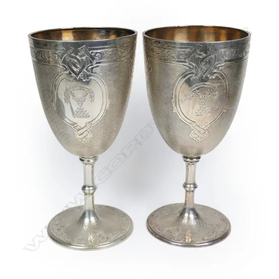 Two 19thC silver goblets,