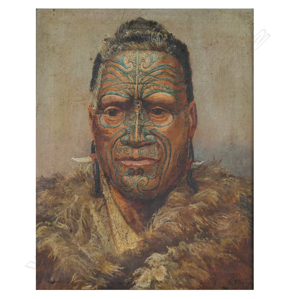 Robert Francis Vaughan Pheney (NZ 1867-c.1943) Portrait of Tāwhiao, Image 1++