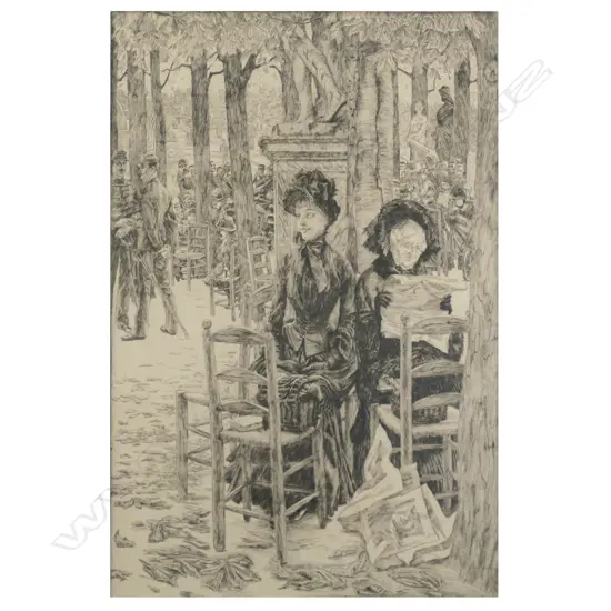 J.J. Tissot (1836-1902) 'Sitting in the Park',