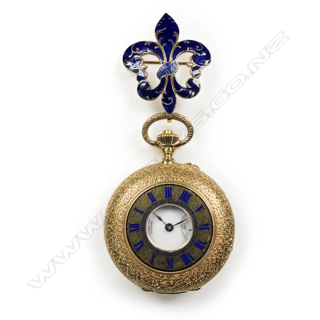 A quality 18ct yellow gold mid-size half hunter pocket watch by Henry Capt, Image 1++