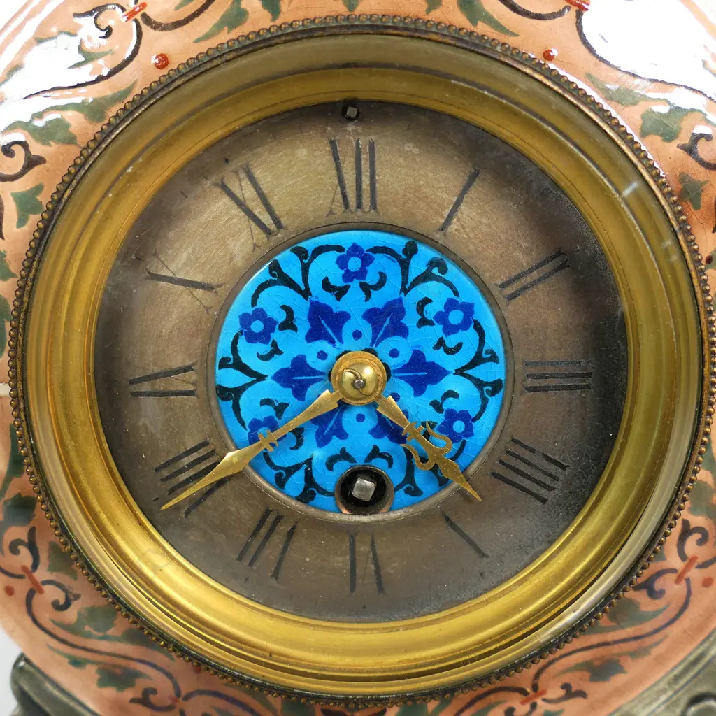 A 19thC Jule Viellard Bordeaux French majolica mantel clock, Image 1++
