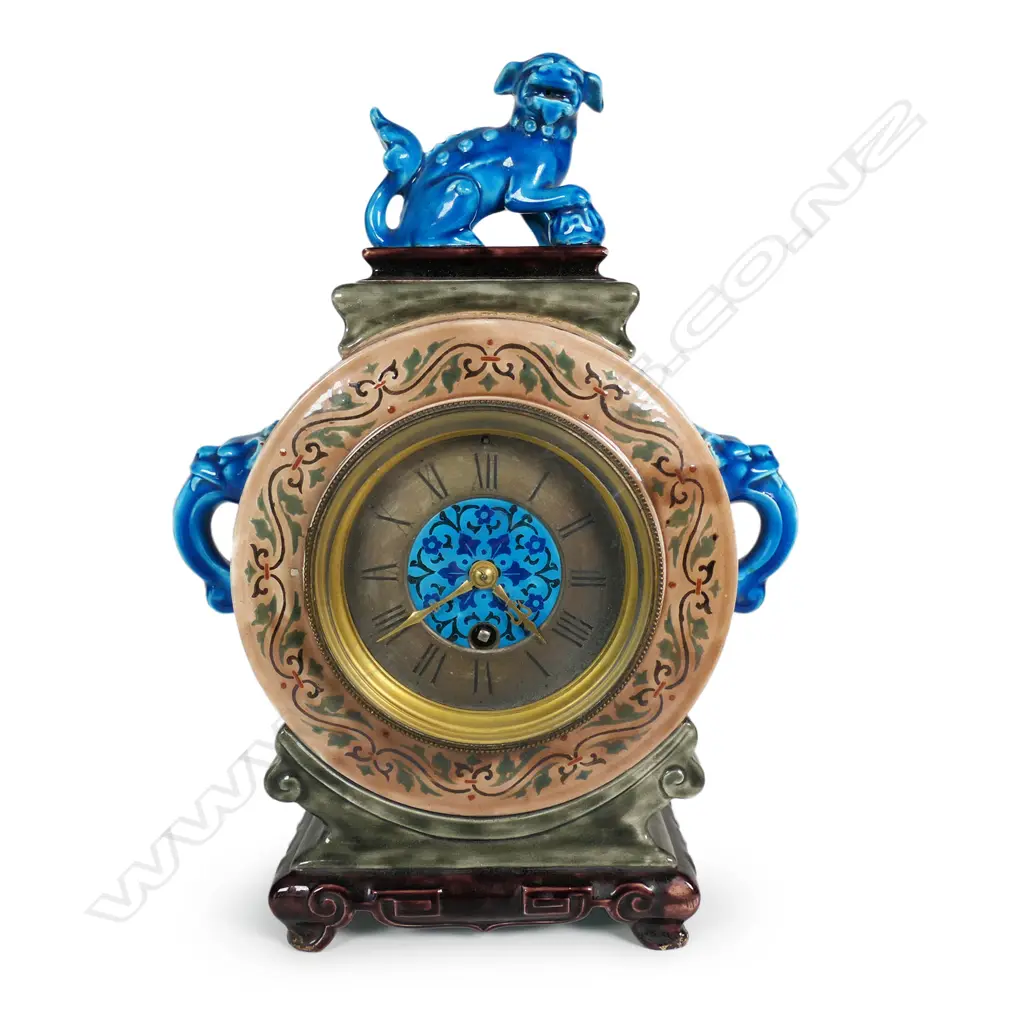 A 19thC Jule Viellard Bordeaux French majolica mantel clock, Image 1++