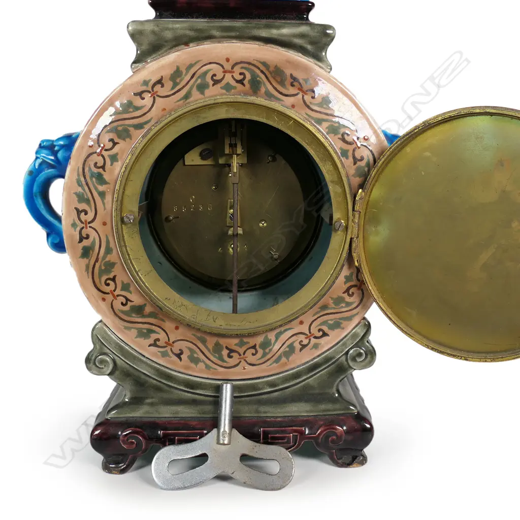 A 19thC Jule Viellard Bordeaux French majolica mantel clock, Image 1++