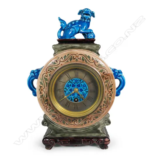 A 19thC Jule Viellard Bordeaux French majolica mantel clock,