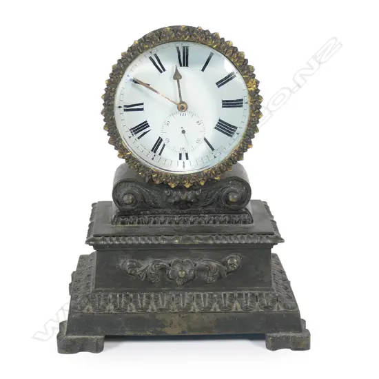 An uncommon Australian movement 19thC small mantel clock,