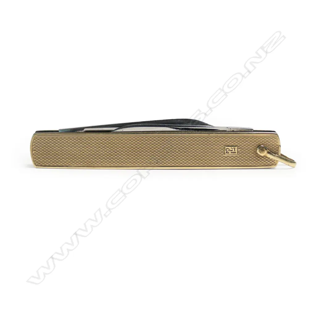 A 9ct yellow gold diaper engraved covered pocket knife, Image 1++