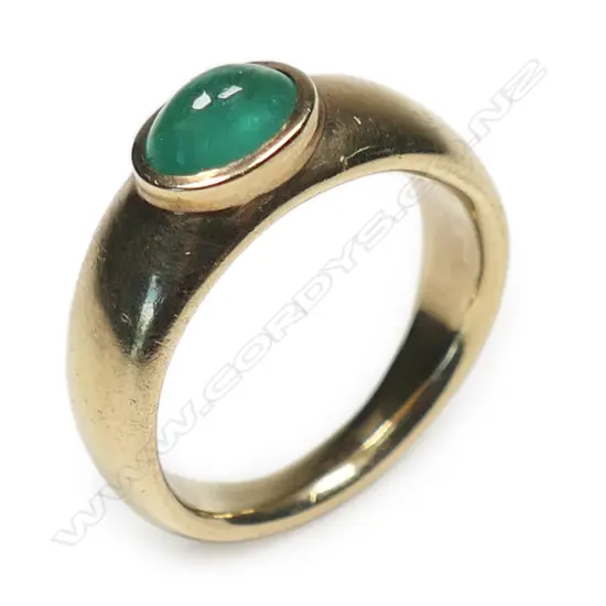 A Jens Hansen 9ct gold and emerald ring,