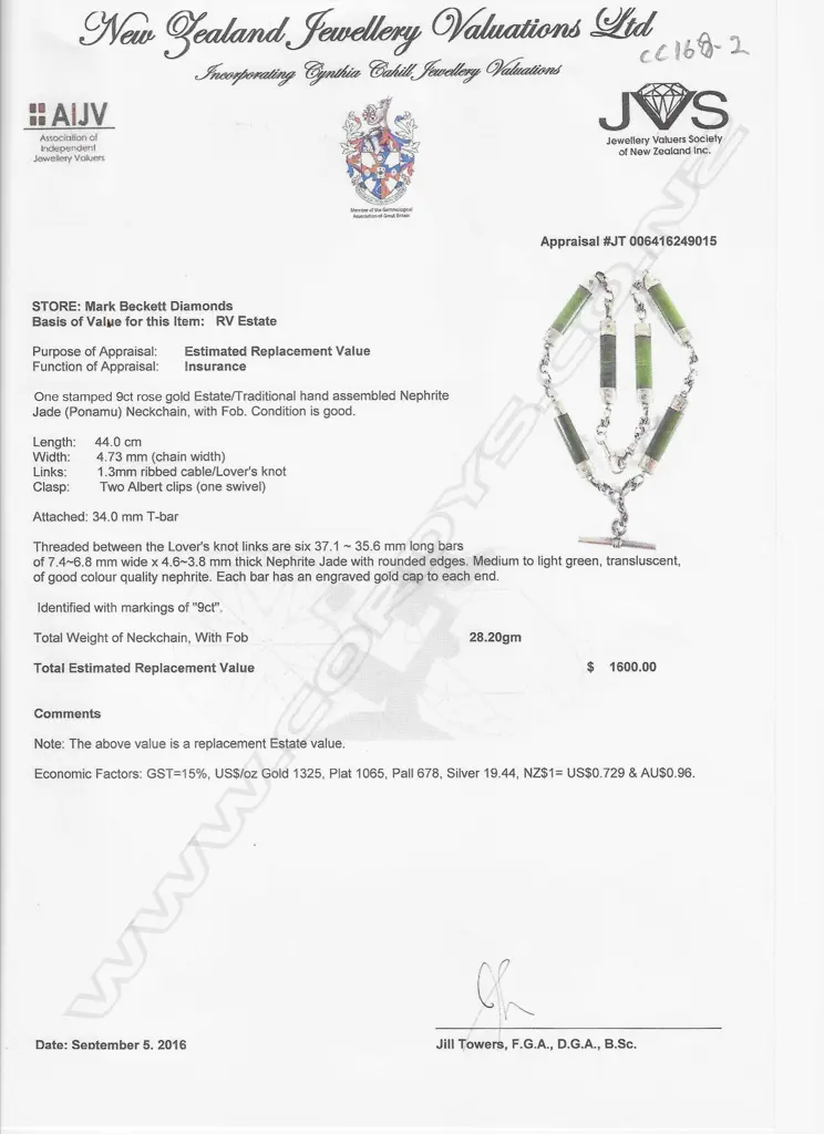 A colonial 9ct rose gold and pounamu fob chain, Image 1++