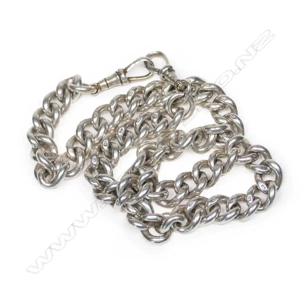 A c1900 silver curb link neck chain, Image 1++