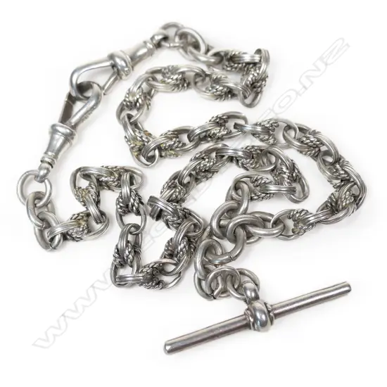 A c.1900 silver Prince of Wales link Albert chain,