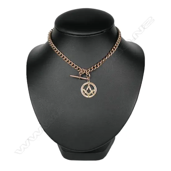 A c.1900 9ct rose gold Albert chain,