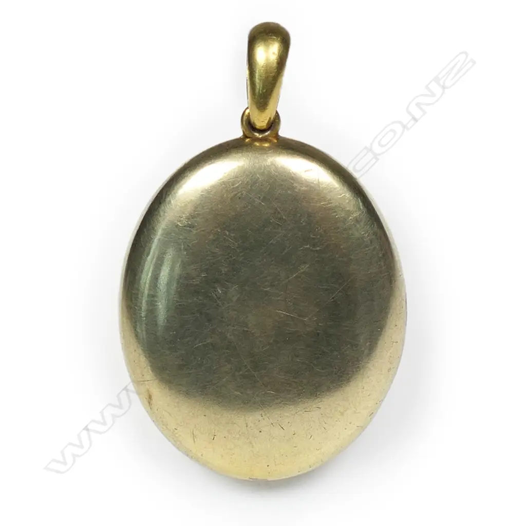 A Victorian gold (testing as 14ct) turquoise and diamond set pendant locket, Image 1++