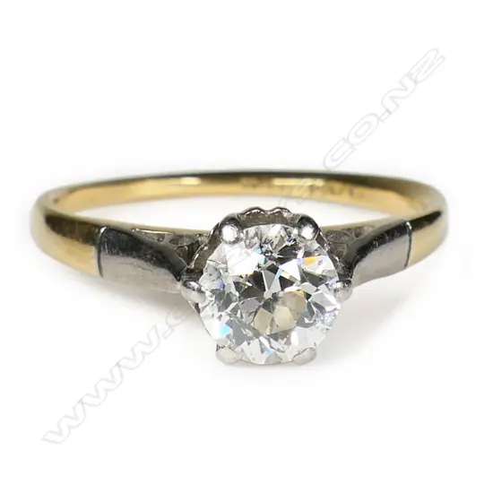 An estate 18ct gold and diamond solitaire ring,