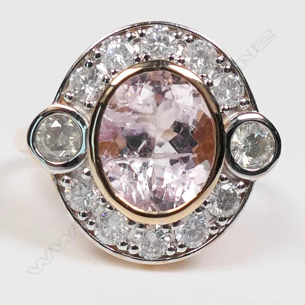 A 14ct rose gold morganite and diamond ring, Image 1++