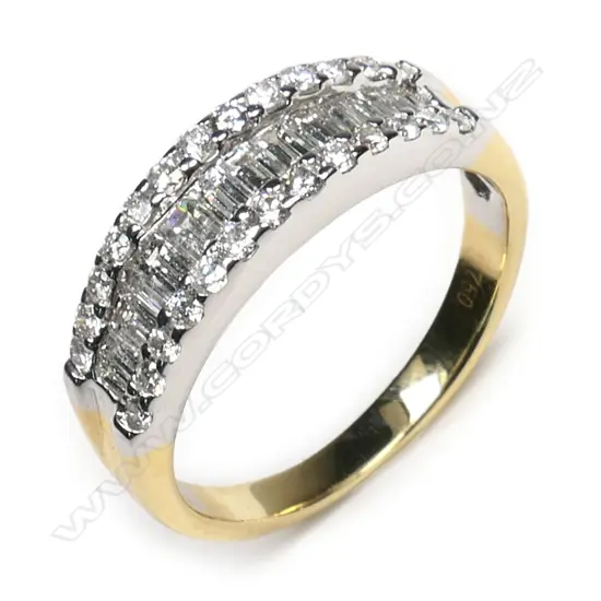 An 18ct white and yellow gold multi diamond ring,
