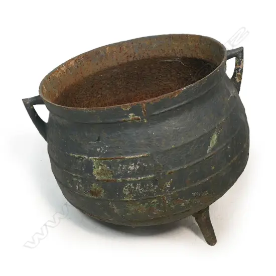 An antique cast iron whaling pot,
