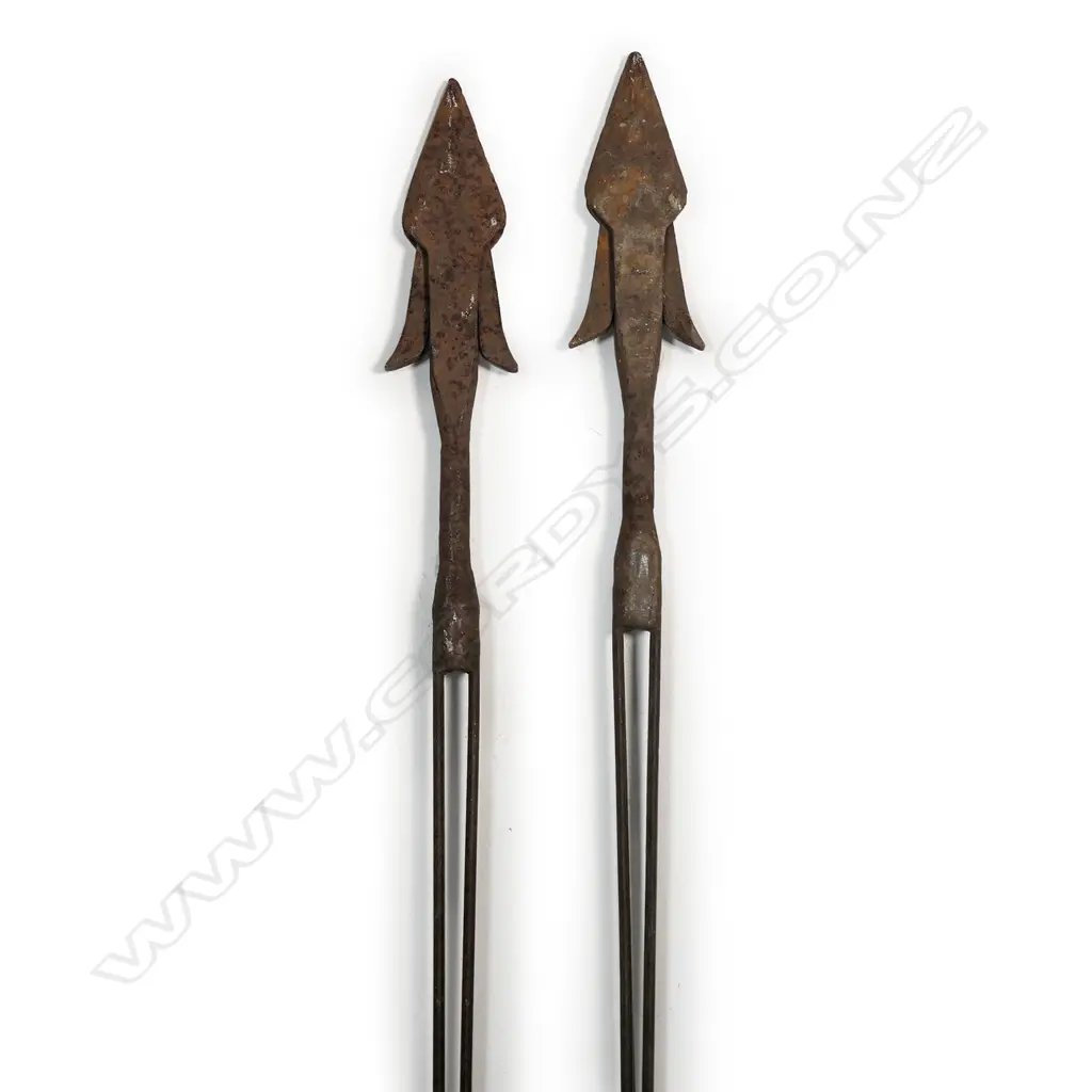 Two 19thC long steel whaling harpoons, Image 1++