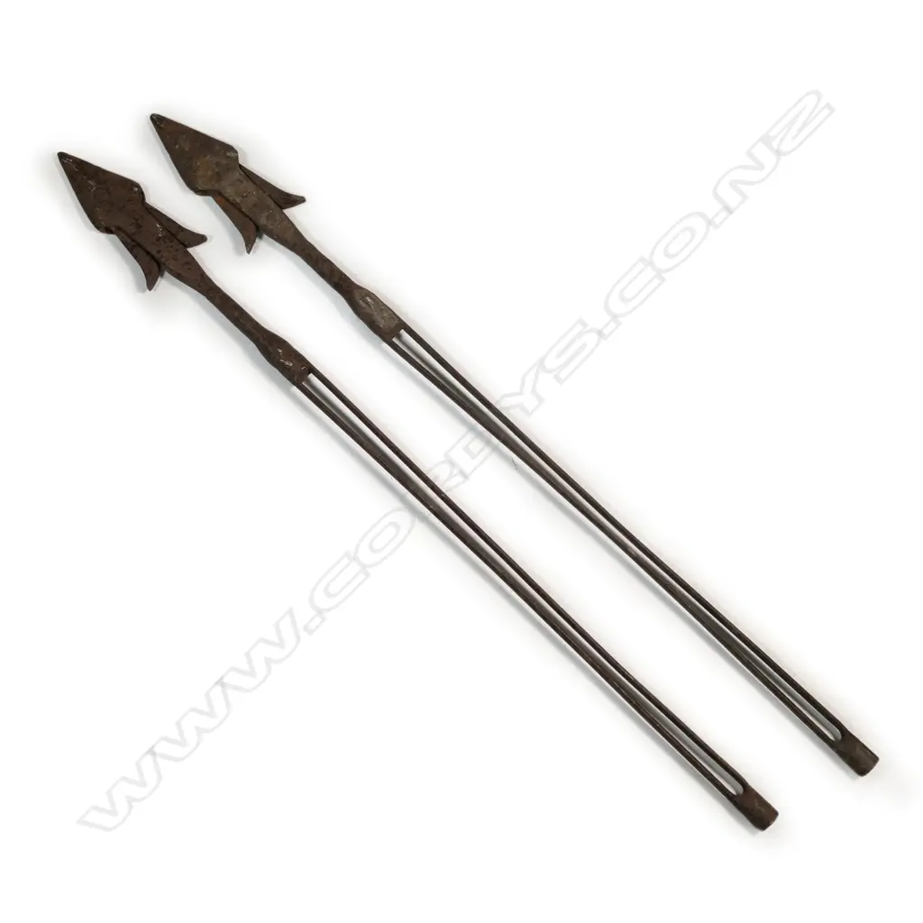 Two 19thC long steel whaling harpoons, Image 1++