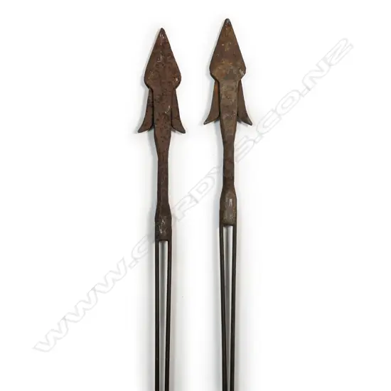 Two 19thC long steel whaling harpoons,
