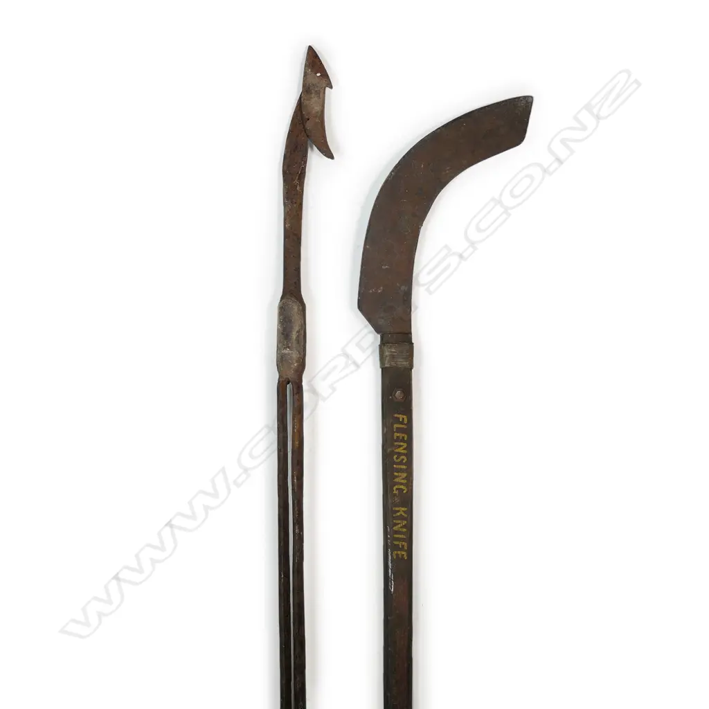 An antique whaling harpoon and flensing knife, Image 1++