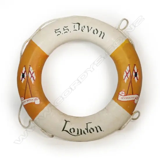 A vintage ship's life buoy 'S.S. Devon. London',