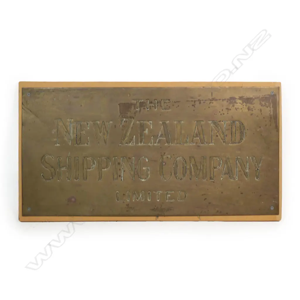 Old brass name plaque sign 'THE NEW ZEALAND SHIPPING COMPANY LIMITED', Image 1++