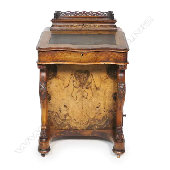 A Victorian burr walnut davenport,
