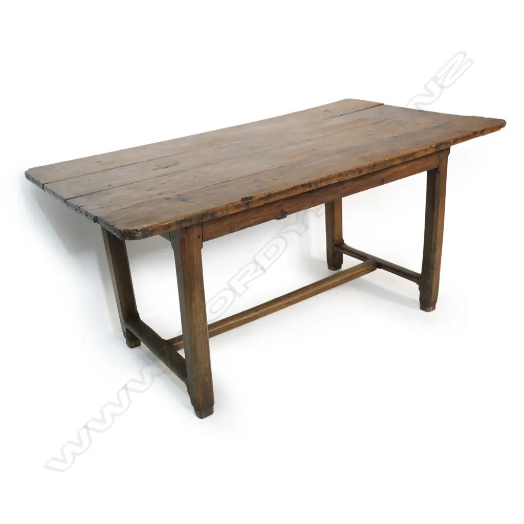 A 19thC French country fruitwood refectory dining table, Image 1++