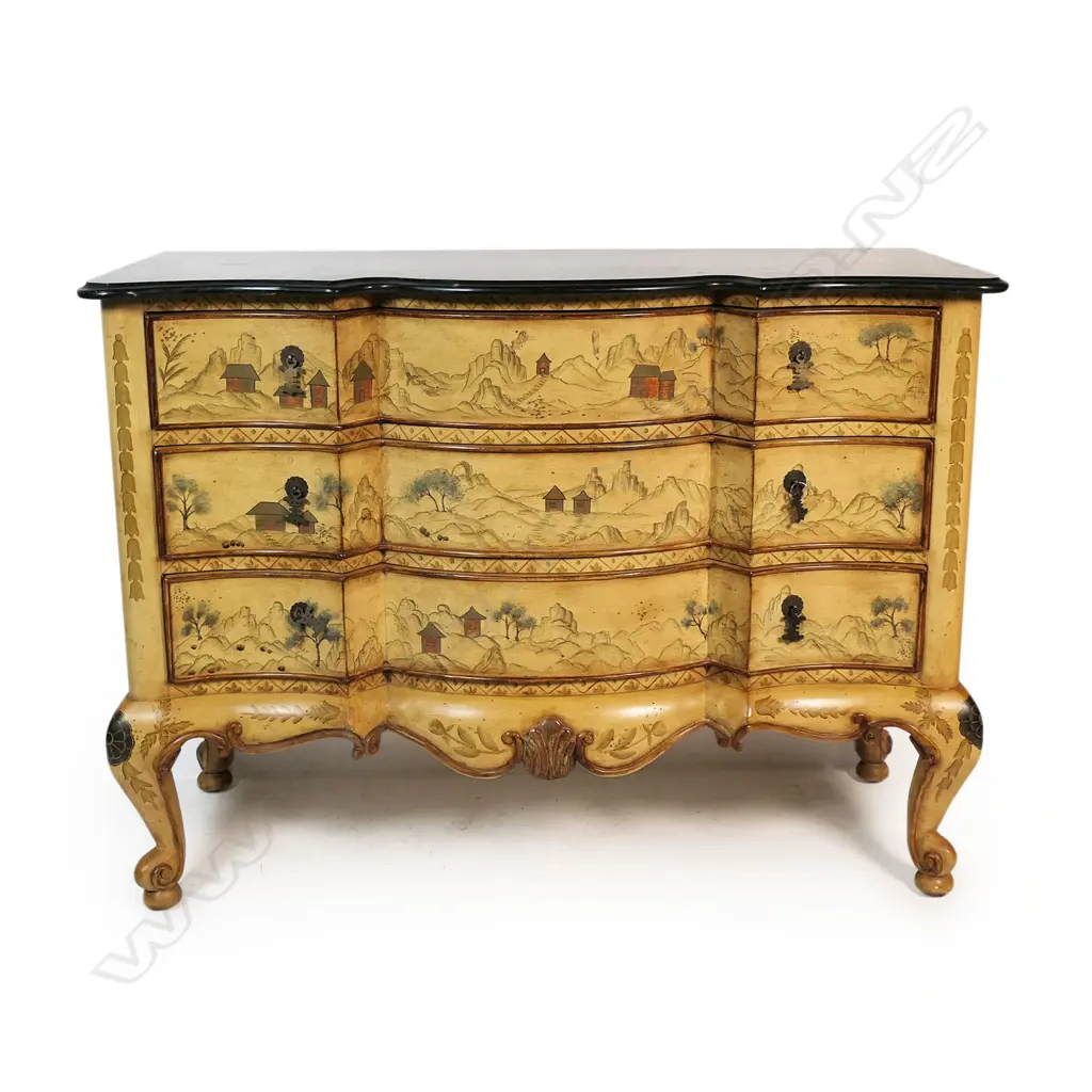 A contemporary three drawer marble top chest, Image 1++