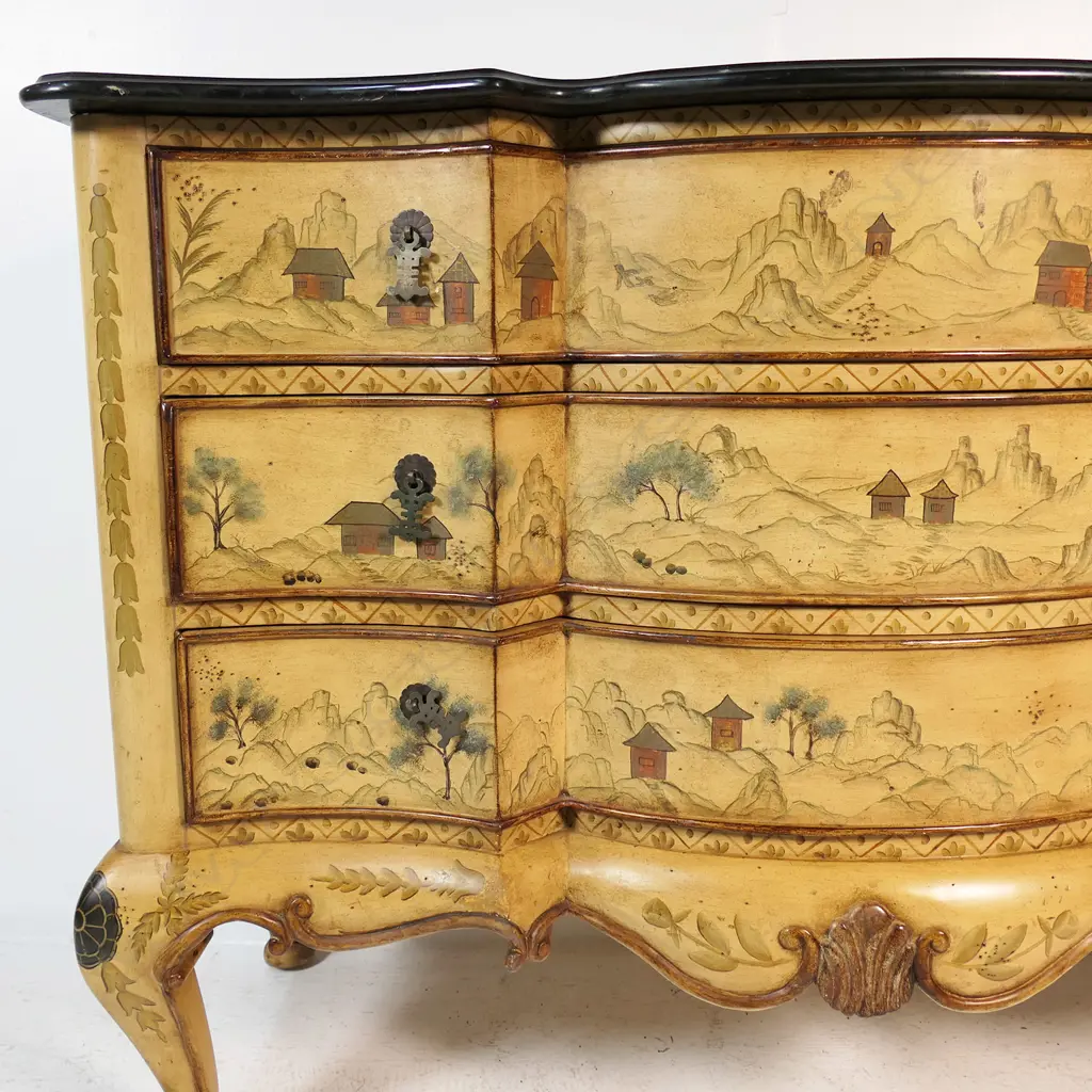 A contemporary three drawer marble top chest, Image 1++
