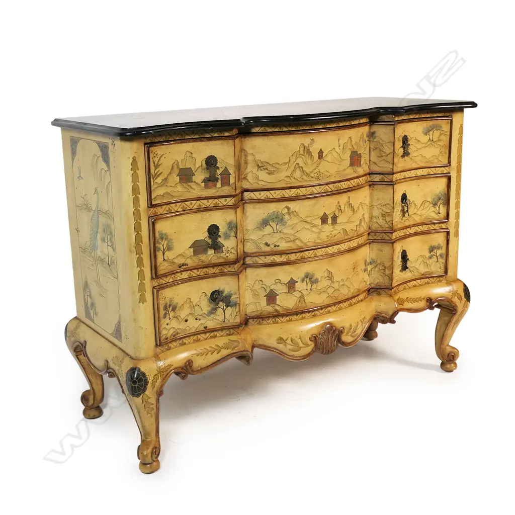 A contemporary three drawer marble top chest, Image 1++