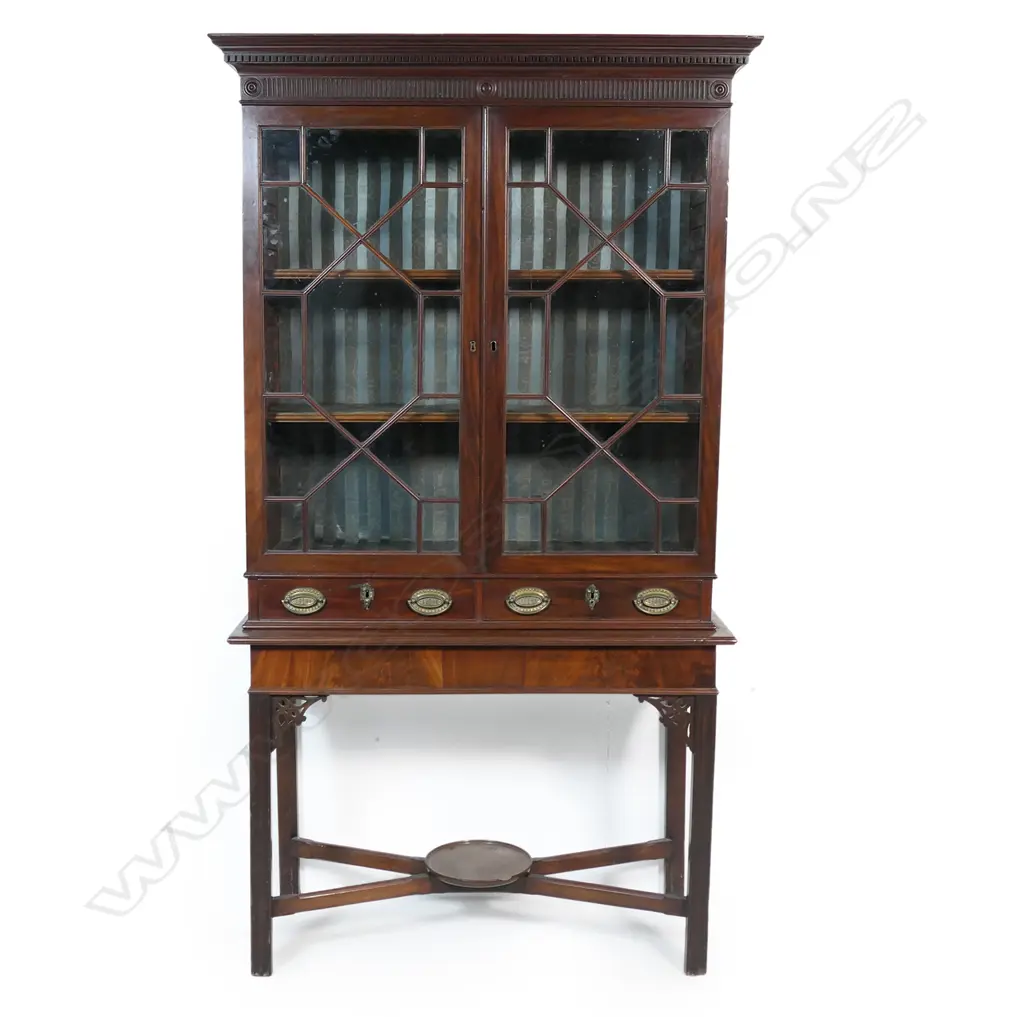 A 19thc astragal glazed mahogany bookcase on table stand, Image 1++